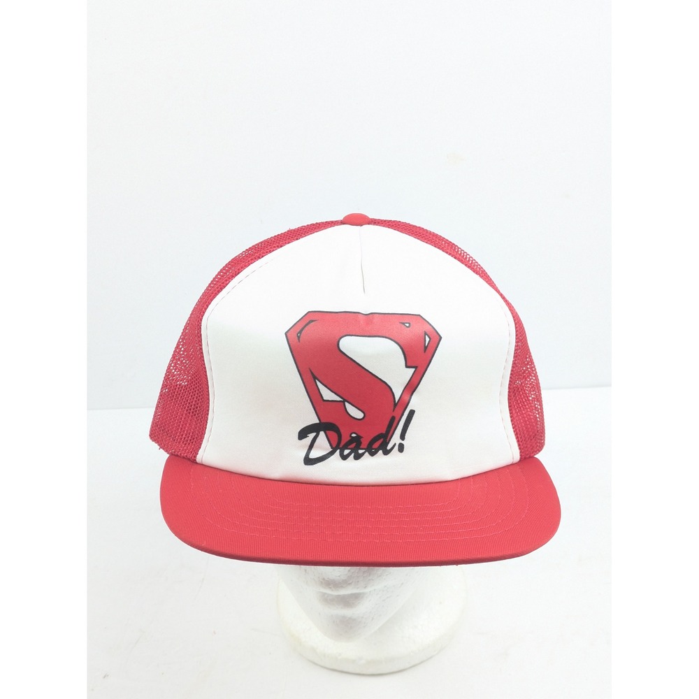 Vintage‎ Super Dad Trucker Hat Mesh Back Foam Front Graphic Cap Retro 80s